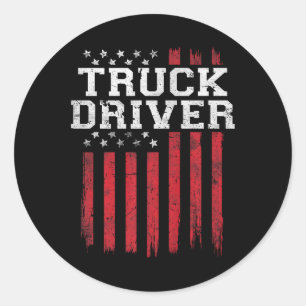 Vrachtwagenchauffeur Amerikaanse vlag USA Patriot Ronde Sticker