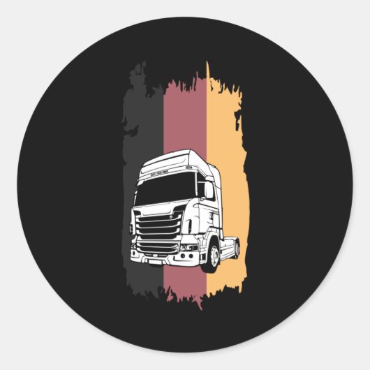 Vrachtwagenchauffeur Duitse Trucker Trucks Grappig Ronde Sticker (Voorkant)
