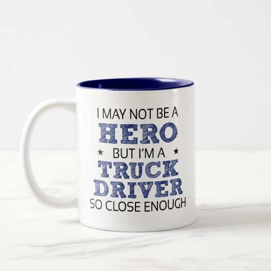 Vrachtwagenchauffeur Hero Humor Nieuwigheid Tweekleurige Koffiemok (Links)