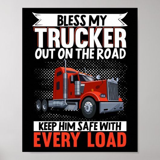 Vrachtwagenchauffeur laat mijn trucker onderweg lo poster (Voorkant)