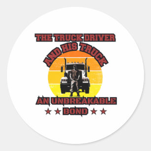 Vrachtwagenchauffeur Mannelijk Sterk Road Bond Pri Ronde Sticker