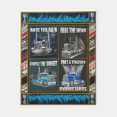 Vrachtwagenchauffeur Race De Regen Ride De Wind Fleece Deken (Voorkant)