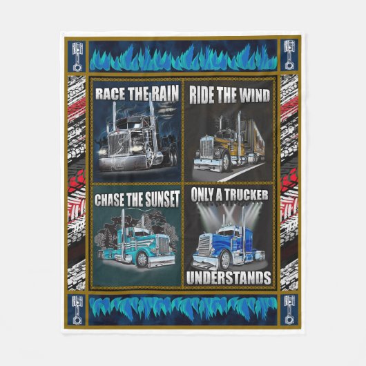 Vrachtwagenchauffeur Race De Regen Ride De Wind Fleece Deken (Voorkant)