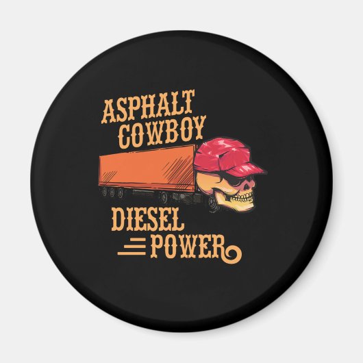 Vrachtwagenchauffeur Trucker Skull Asphalt Cowboy  Magneet (Voorkant)