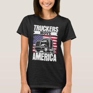 Vrachtwagenchauffeur Usa-vlag Ik steun de vrijheid T-shirt