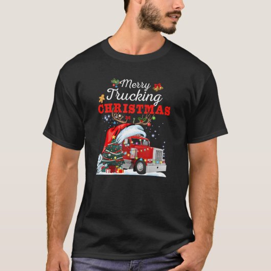 Vrachtwagenchauffeur voor prettige kersttrucjes t-shirt (Voorkant)