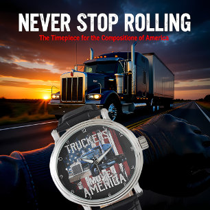 Vrachtwagenchauffeurs Bewegen Amerika Patriottisch Horloge