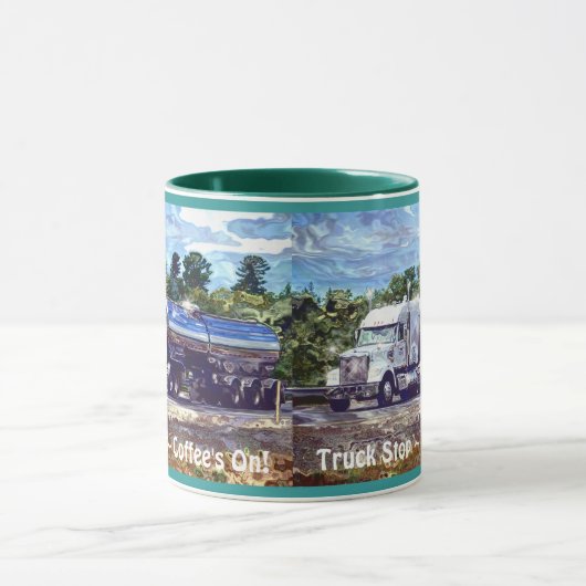 Vrachtwagenchauffeurs Koffie op Fun Drinkware Mok (Midden)