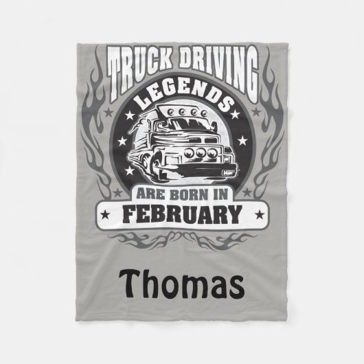Vrachtwagenchauffeurs worden in februari met naam  fleece deken (Voorkant)