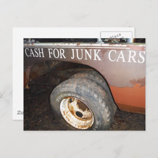 vrachtwagengeld voor junk Car Sign Briefkaart (Voorkant / Achterkant)