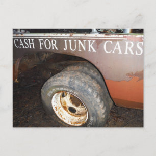 vrachtwagengeld voor junk Car Sign Briefkaart