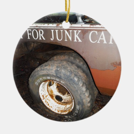  vrachtwagengeld voor junk Car Sign Keramisch Ornament (Voorkant)