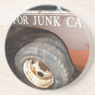 vrachtwagengeld voor junk Car Sign Zandsteen Onderzetter