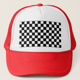 vrachtwagenhoed - zwarte en witte cheques trucker pet