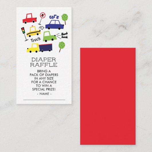 Vrachtwagens & auto's Jongen Baby shower Luier Raf Informatiekaartje (Voorkant / Achterkant)
