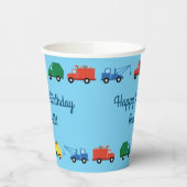 Vrachtwagens Auto's Schattige 1e Verjaardagsfeest Papieren Bekers (Links)