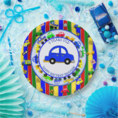 Vrachtwagens, auto's, tractoren en verkeersborden  papieren bordje (Feest)