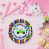 Vrachtwagens, auto's, tractoren en verkeersborden papieren bordje (Feest)