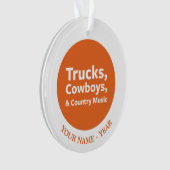 Vrachtwagens, cowboys en country Music Ornament (voorkant)