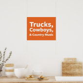 Vrachtwagens, cowboys en country Music Poster (Keuken)