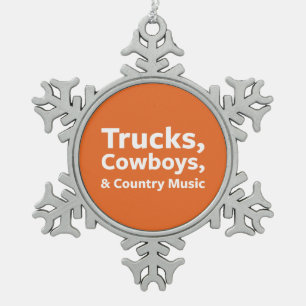 Vrachtwagens, cowboys en country Music Tin Sneeuwvlok Ornament