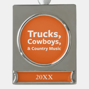 Vrachtwagens, cowboys en country Music Verzilverd Banner Ornament