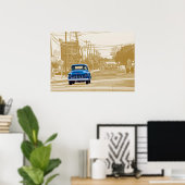 Vrachtwagens door het centrum van Georgetown, Texa Poster (Thuiskantoor)