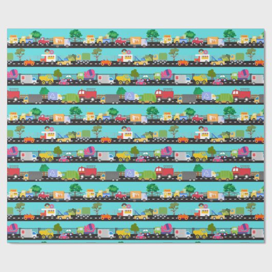 Vrachtwagens en auto's Kinder Transport Wrapping P Cadeaupapier (Vlak)