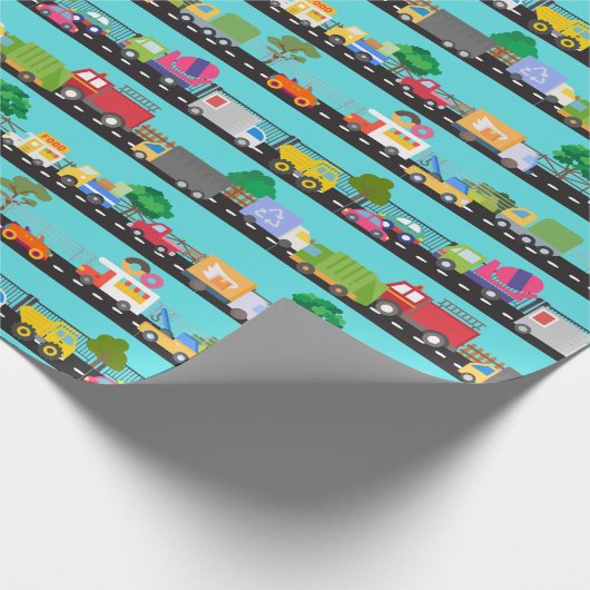 Vrachtwagens en auto's Kinder Transport Wrapping P Cadeaupapier (Hoek)