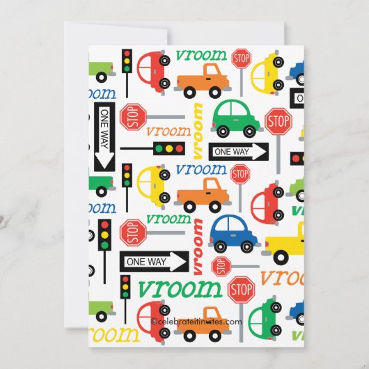 Vrachtwagens en auto's - uitnodiging van afgelopen (Achterkant)