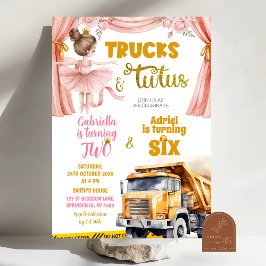 Vrachtwagens en Tutus Gezamenlijke Verjaardag Kaart