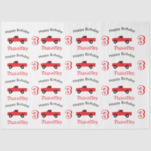 Vrachtwagens ophalen Naam en leeftijd vrachtwagens Tissuepapier (Voorkant)