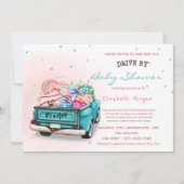 Vrachtwagens rijden op Baby shower Kaart (Voorkant)