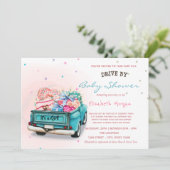 Vrachtwagens rijden op Baby shower Kaart (Staand voorkant)