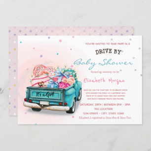 Vrachtwagens rijden op Baby shower Kaart