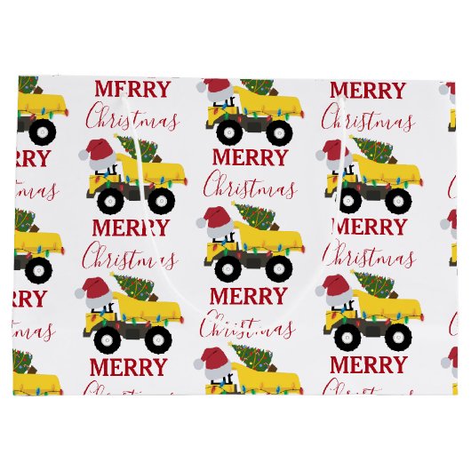 Vrachtwagens voor de bouw van kerst groot cadeauzakje (Achterkant)
