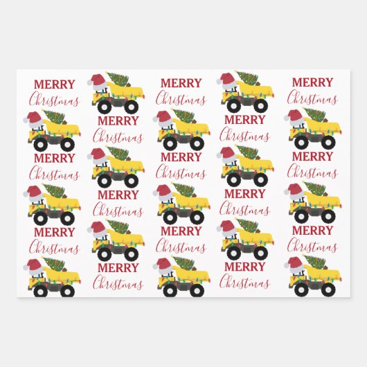 Vrachtwagens voor de bouw van kerst inpakpapier vel (Voorkant 3)