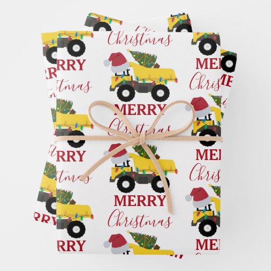 Vrachtwagens voor de bouw van kerst inpakpapier vel (In situ)