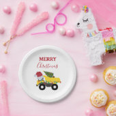 Vrachtwagens voor de bouw van kerst papieren bordje (Feest)