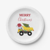 Vrachtwagens voor de bouw van kerst papieren bordje (Voorkant)