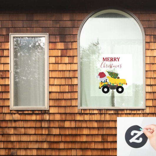 Vrachtwagens voor de bouw van kerst raamsticker (Huis Raam)