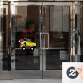 Vrachtwagens voor de bouw van kerst raamsticker (Kantoordeur)