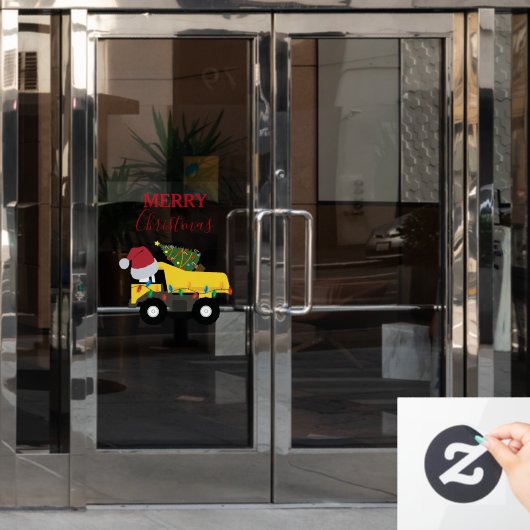 Vrachtwagens voor de bouw van kerst raamsticker (Kantoordeur)
