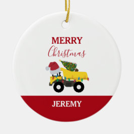 Vrachtwagens voor de bouw van kerst - Vrachtwagen Keramisch Ornament