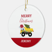 Vrachtwagens voor de bouw van kerst - Vrachtwagen Keramisch Ornament (Links)