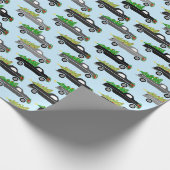 Vrachtwagens voor kerstophaalreizen met bomen Retr Cadeaupapier (Hoek)