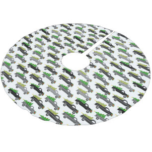 Vrachtwagens voor kerstophaling met kerstkaarten kerstboom rok