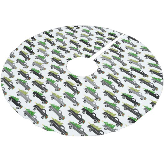 Vrachtwagens voor kerstophaling met kerstkaarten kerstboom rok (Gekanteld)