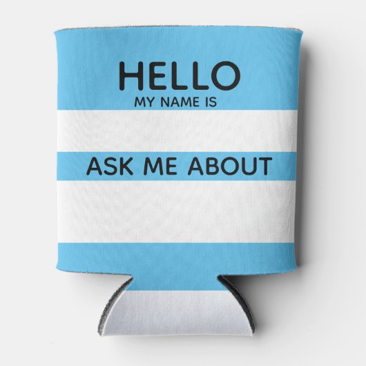 Vragen Hallo naam evenement met elke kleur Blikjeskoeler (Voorkant)