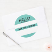 Vragen Hallo naam evenement met elke kleur Ronde Sticker (Envelop)